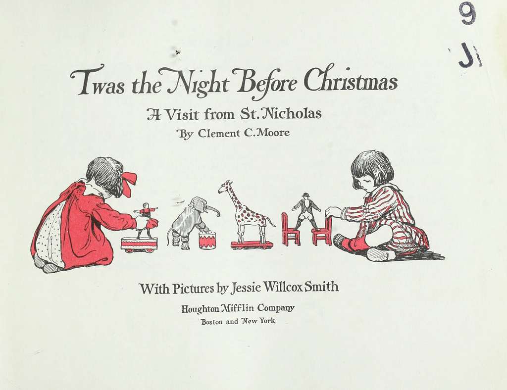 Image of title page of Twas the Night Before Christmas - 1912 edition of the poem A Visit from St. Nicholas, illustrated by Jessie Willcox Smith