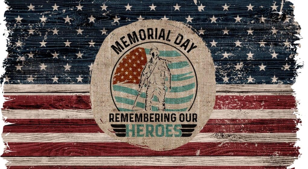 Honor the Fallen - rustic memorial day image on an American flag background
